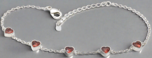 Garnet Hearts Bracelet