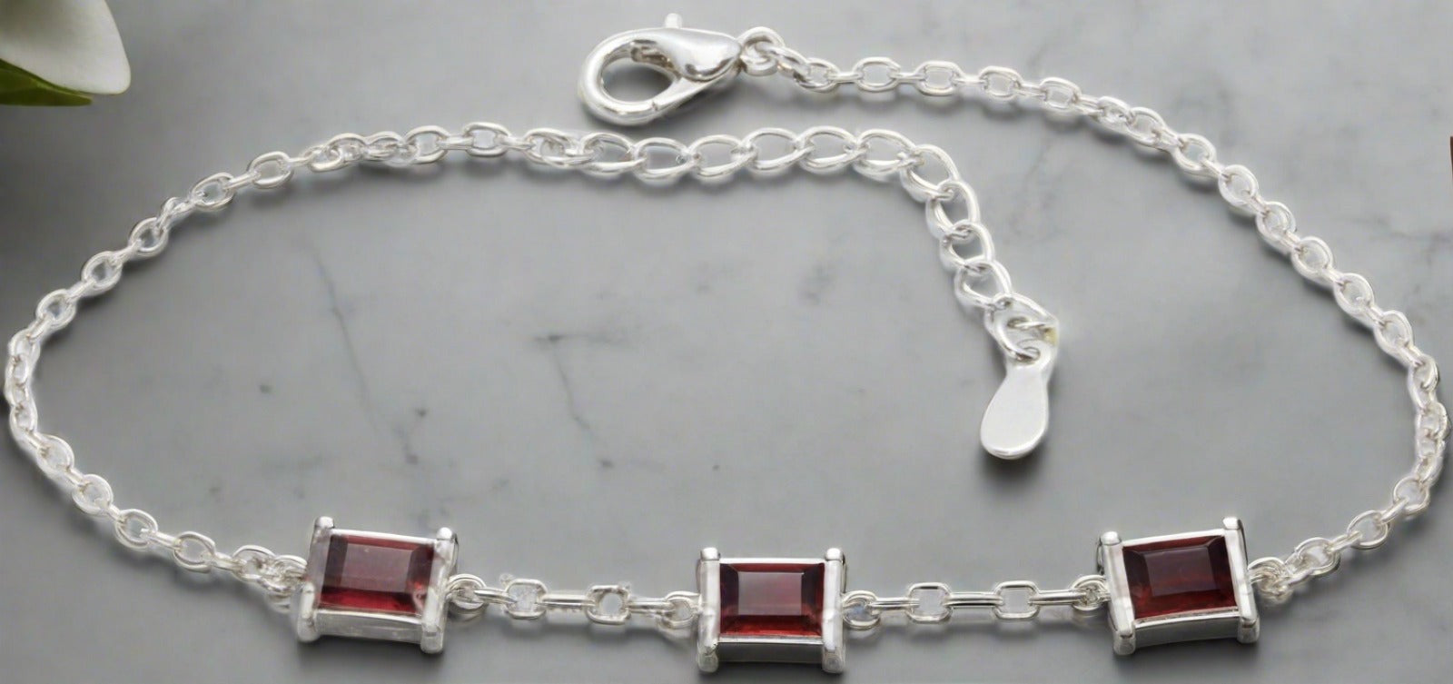 Garnet Silver Bracelet