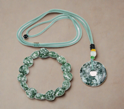 Moss Agate Bacelet and Necklace Set