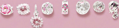 Pink Flowers Butterflies and Lady Bug Charms