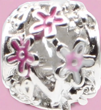 Pink Flowers Butterflies and Lady Bug Charms