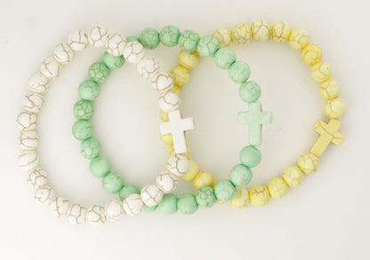 Natural Stone Yellow Cross Bracelet