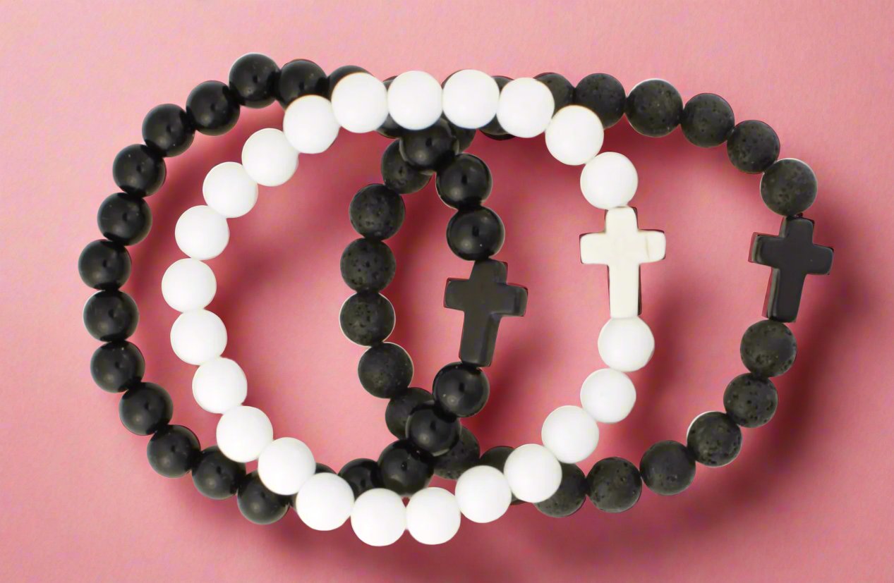 Natural Stone White Cross Bracelet