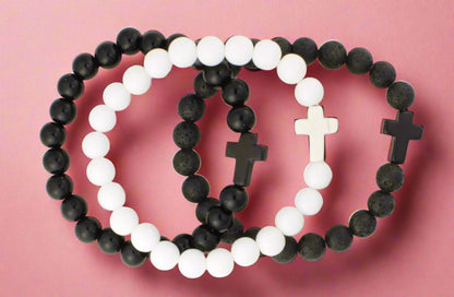 Obsidian Cross Bracelet