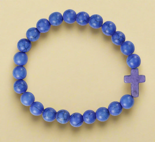 Natural Stone Blue Cross Bracelet