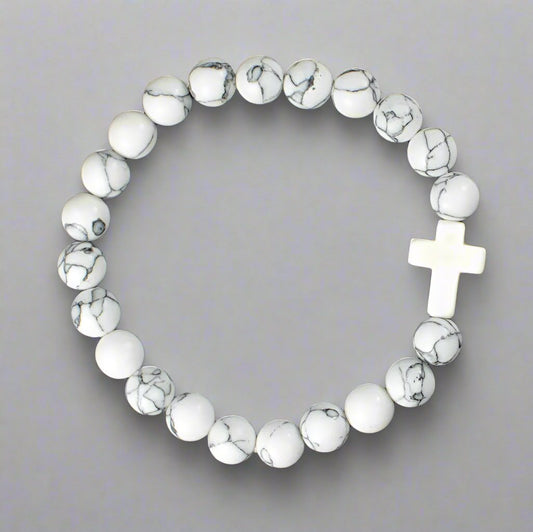 Howlite Cross Bracelet