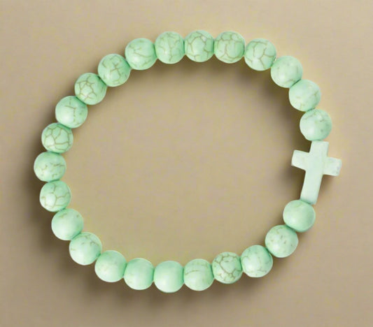 Light Green Turquois Cross Bracelet