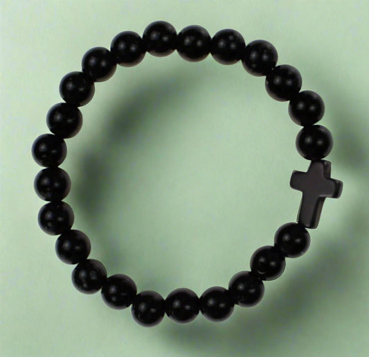 Obsidian Cross Bracelet