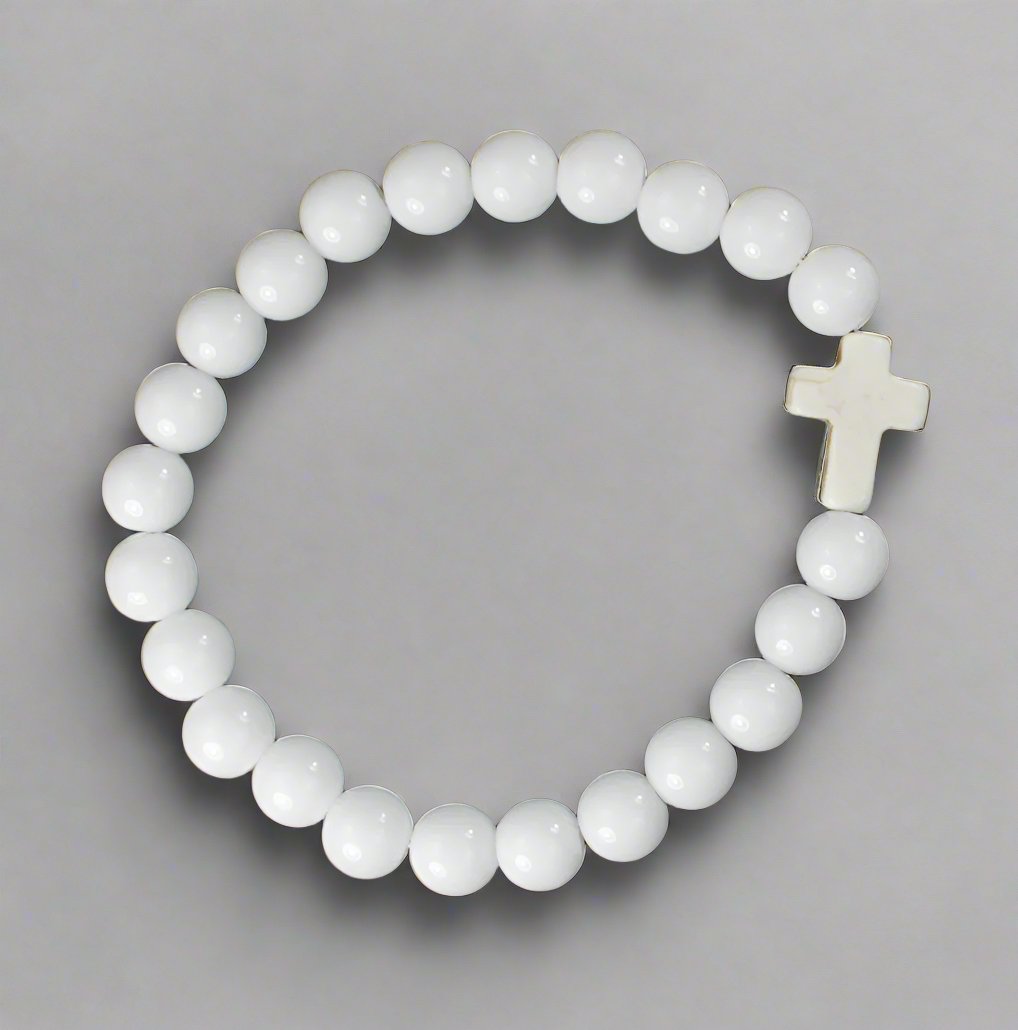 Natural Stone White Cross Bracelet