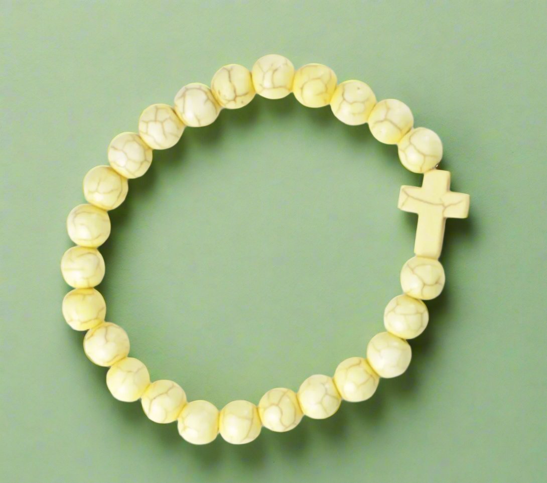 Natural Stone Yellow Cross Bracelet