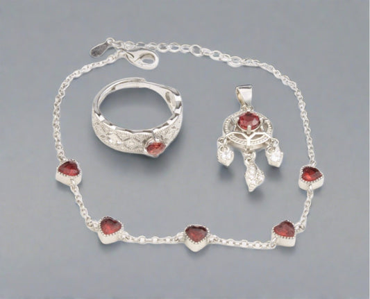 Garnet Hearts Set