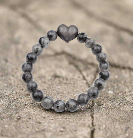 Labadorite Beads with Heart