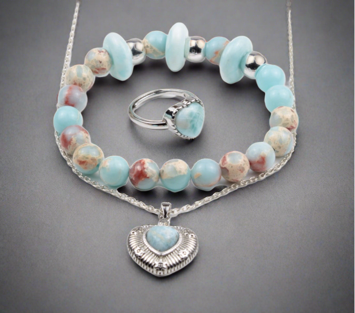 Larimar and Shoushan Crystal Set