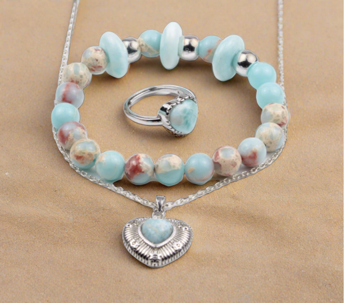 Larimar and Shoushan Crystal Set